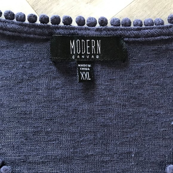 Modern Canvas Elevated V-Neck T Modal Blend Shoulder Collar Embellishments 2XL - Picture 2 of 8